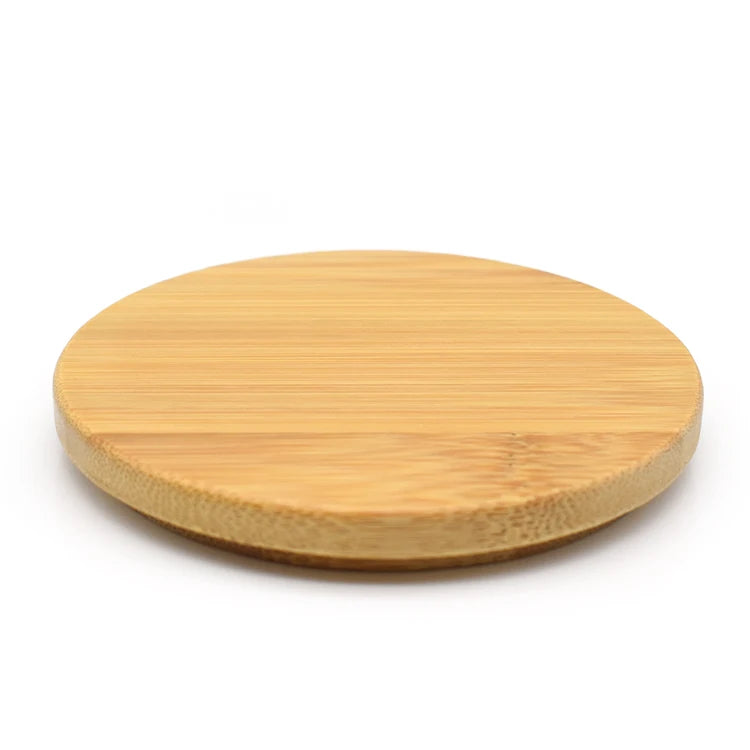 Wholesale Custom Logo 80MM Round Shape Bamboo Water Bottle Lid Reusable Glass Candle Jar Lid With Eco Friendly