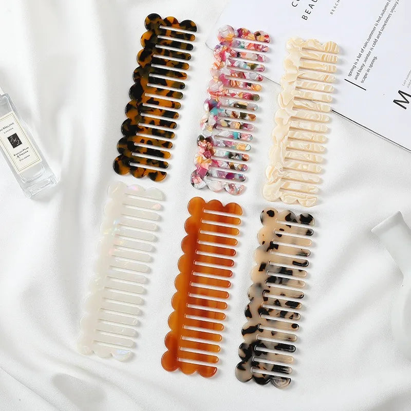 Custom Korean Acetate Hair Comb Luxury Anti Static Wide Tooth Comb Wholesale Women's Large Portable Hair Combs for Women