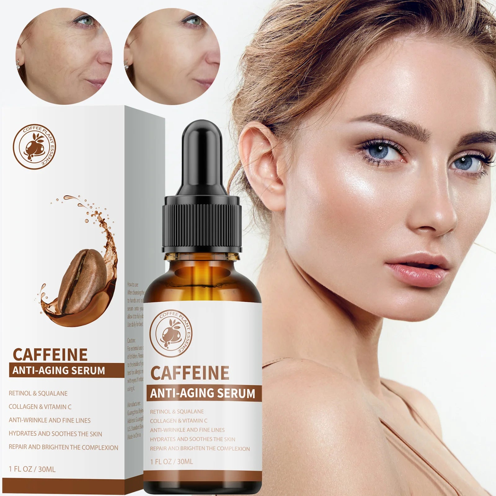 OEM ODM Skin Care Low Moq Face Serum Facial Serum Caffeine Face Serum