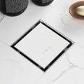 Wholesale 15x15CM (6 In) Square Shower Drain with Horizontal Outlet Adapter Brushed 304 Stainless Steel Tile Insert Floor Drain