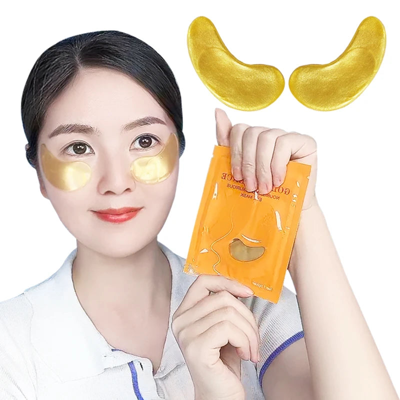 Oem 24K Gold Eye Mask for Dark Circle Removing Puffiness Custom Korean Skincare Collagen Gel Eye Patch Hydrogel Under Eye Mask