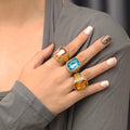 Nabest Tarnish Free Stainless Steel Rhinestone Ring Jewelry Women PVD Plated Vintage Crystal Charm Joint Rings