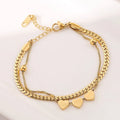 Love Heart Pendant Charm Layered Bracelet Jewelry Stainless Steel Heart-Shaped Bracelet for Women