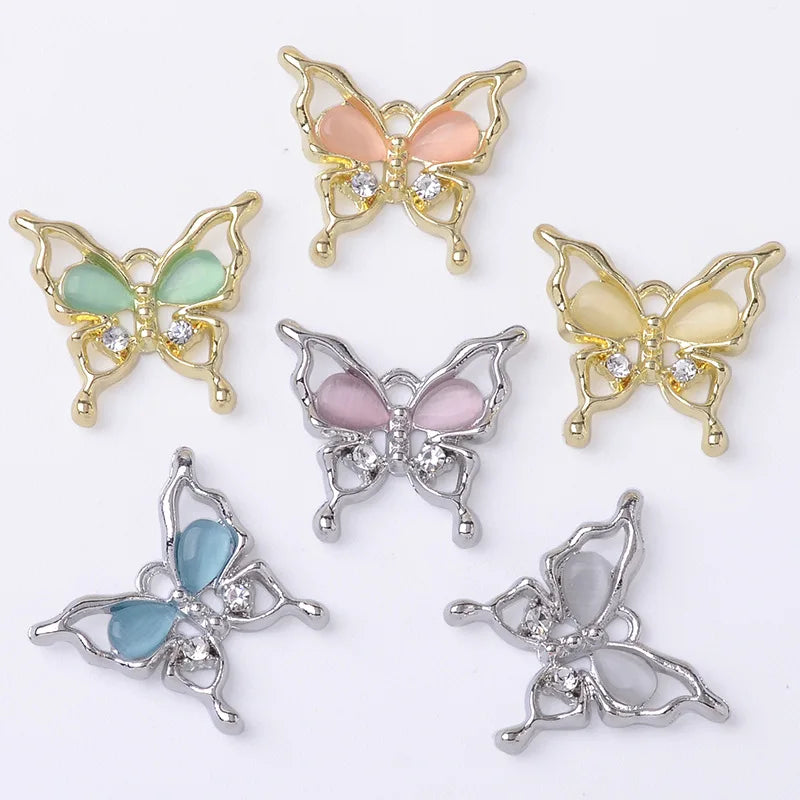 Colorful Hollow butterfly Single Loop Pendant Charm Alloy for DIY Jewelry Accessory Bracelet Necklace Making