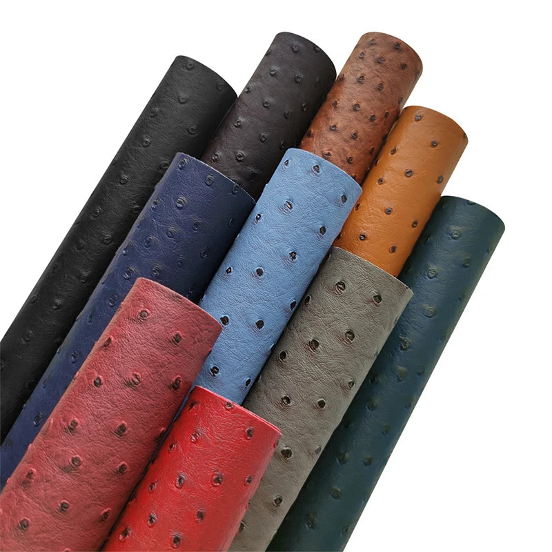 12x53 Inch Ostrich Faux Leather Vinyl Roll Solid Textured Synthetic Crafts Fabric for Leather Keychains Purse Making