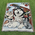Home Decor Jacquard Striped Dot Custom Woven Throw Blanket with Sofa Cover