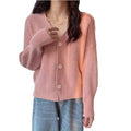 Good Selling Winter Lodies Cardigan  Autumn Winter Loose v Neck Single Button Cardigan Women Sweater
