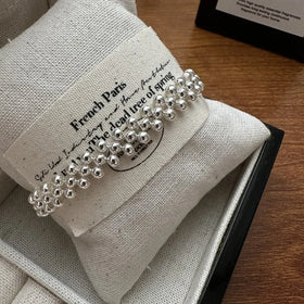 Statement Women Fine Jewelry 925 Sterling Silver Chunky Jewelry Beaded Style Unique Bracelet