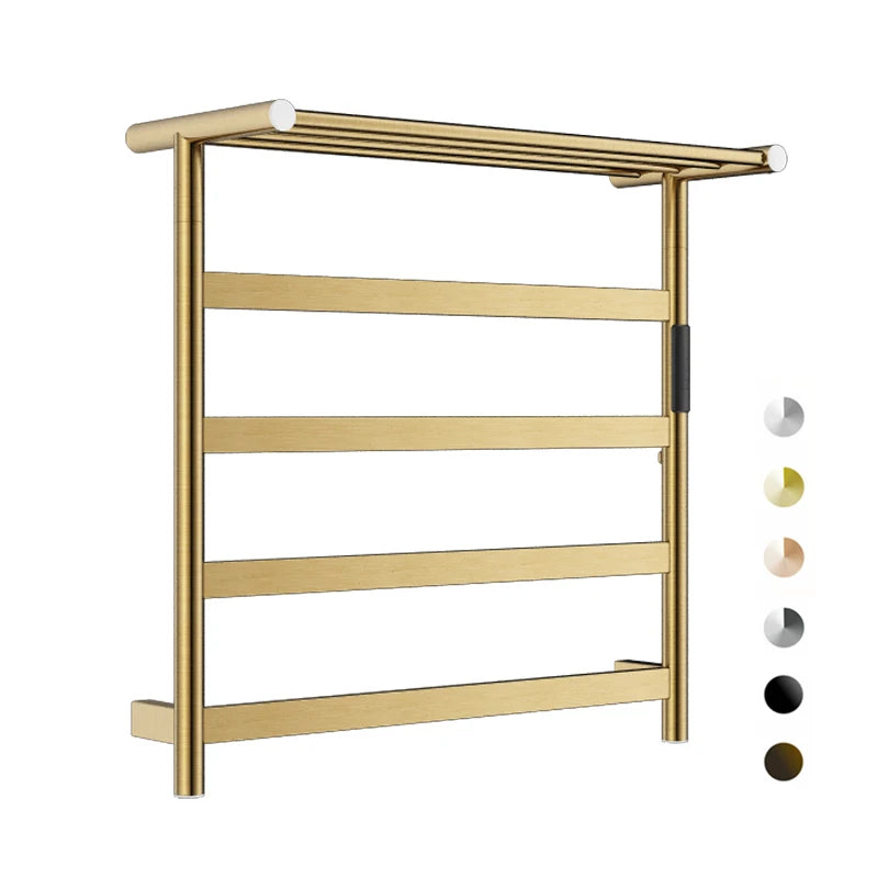 Electrically Drying Rack Rails Heated Towel Rack Stainless Steel Round Wall Warmer with Built-in Timer and Plug in Type