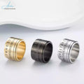 Custom Men's Stainless Steel Ring Stylish High-Polished 3-Layer Time Rotating Math Numbers Trendy Inlay Setting Perfect Gift