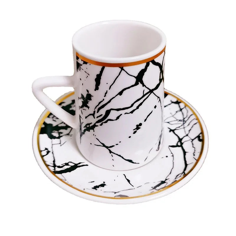 Wholesale Arabic Turkish Coffee Sets 12pcs Porcelain Cup and Saucer with Gift Box for Ceremonial Occasions