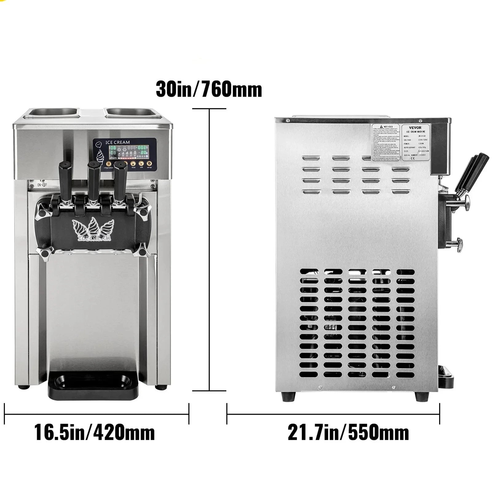 Czech Warehouse Ready Stock New Arrival VEVOR Soft Ice Cream Machine Commercial Countertop Soft Ice Cream Maker