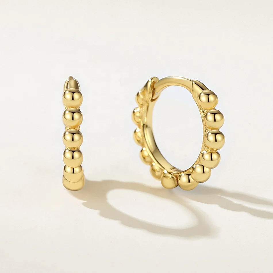 Nagosa New Arrival 18k Gold Vermeil 925 Sterling Silver Bead Hoop Earrings for Women