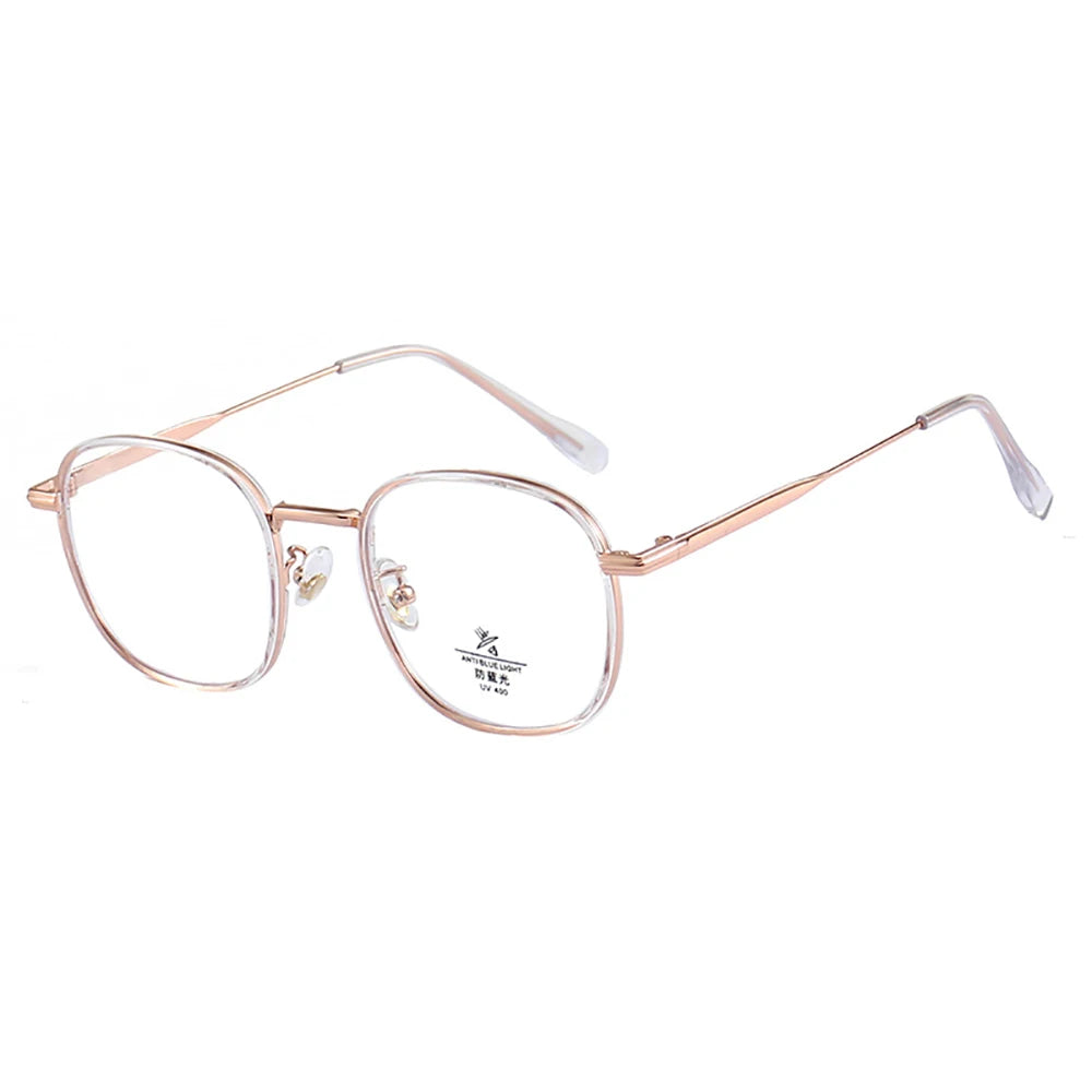 2025 TR Anti Blue Computer Hot Sale Women Optical Frame Trendy Blue Light Blocking Glasses Vintage square Metal Eyeglasses
