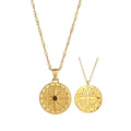 Custom Black Zircon Eight Pointed Star Compass Pendant Necklace 18K Gold PVD Plating Engravable Necklace