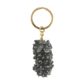 HZ Natural Chit Stone Orgonite Energy Pendant Key Chain Labradorite Chip Gravel Orgone Key Ring Healing Jewelry