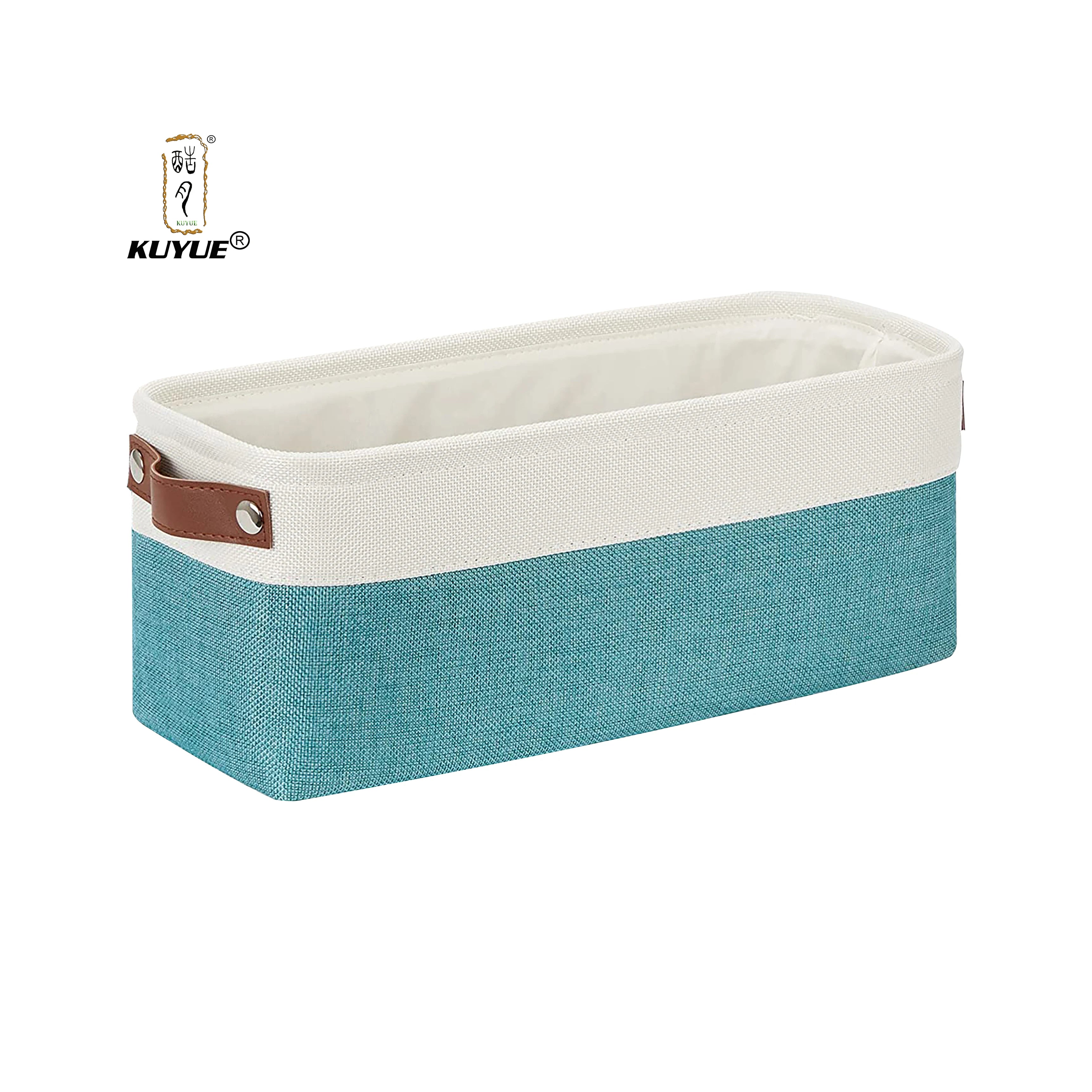 KUYUE 2-Pack Foldable Bathroom Storage Baskets Soft Cotton Fabric Empty Small Organizer Functional Design for Home Office Gifts