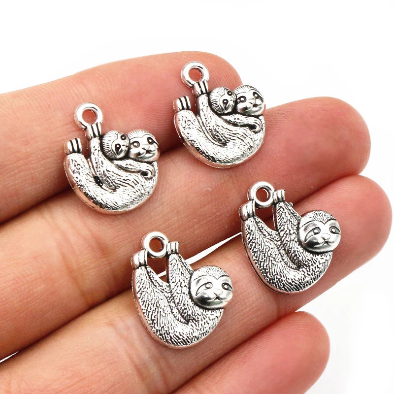 30pcs 17x15mm Antique Silver Plated Sloth Charms Pendant DIY Animal Jewelry Making Accessories Findings for Necklace Bracelet