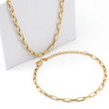 YWXS 3mm Women 18k Gold Plated Stainless Steel Round Flat Rectangle Chain Link Choker Paper Clip Paperclip Link Chain Necklaces