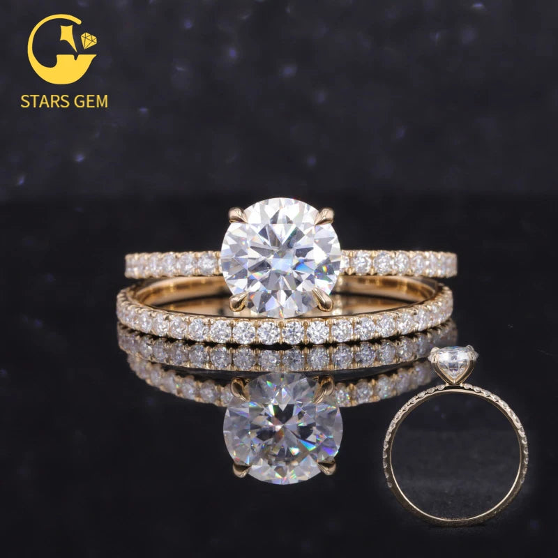 Starsgem Moissanite Wedding Band 9k 10k 14k 18k   Brilliant Cut Engagement Ring S925 Brilliant Cut Moissanite Ring