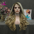 Celebrity Burnette Honey Blonde Highlight Colorful Pre-plucked Natural Hairline Synthetic Wig for Daily