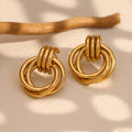Fashion Women Stainless Steel Jewelry 18k Gold Plated Jewelry Stud Twist Earrings