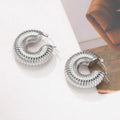 Jietao 2025 Bold Chunky Thick Gold Plated Lightweight Hoop Earrings for Women Trendy Vintage Stainless Steel Geometric Classic