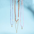 ZMZY Minimalism Boho Natural Stone Faceted Loose Spacer Beads Letter Pave CZ Charms Beaded Bracelet Men's Anniversary Necklace