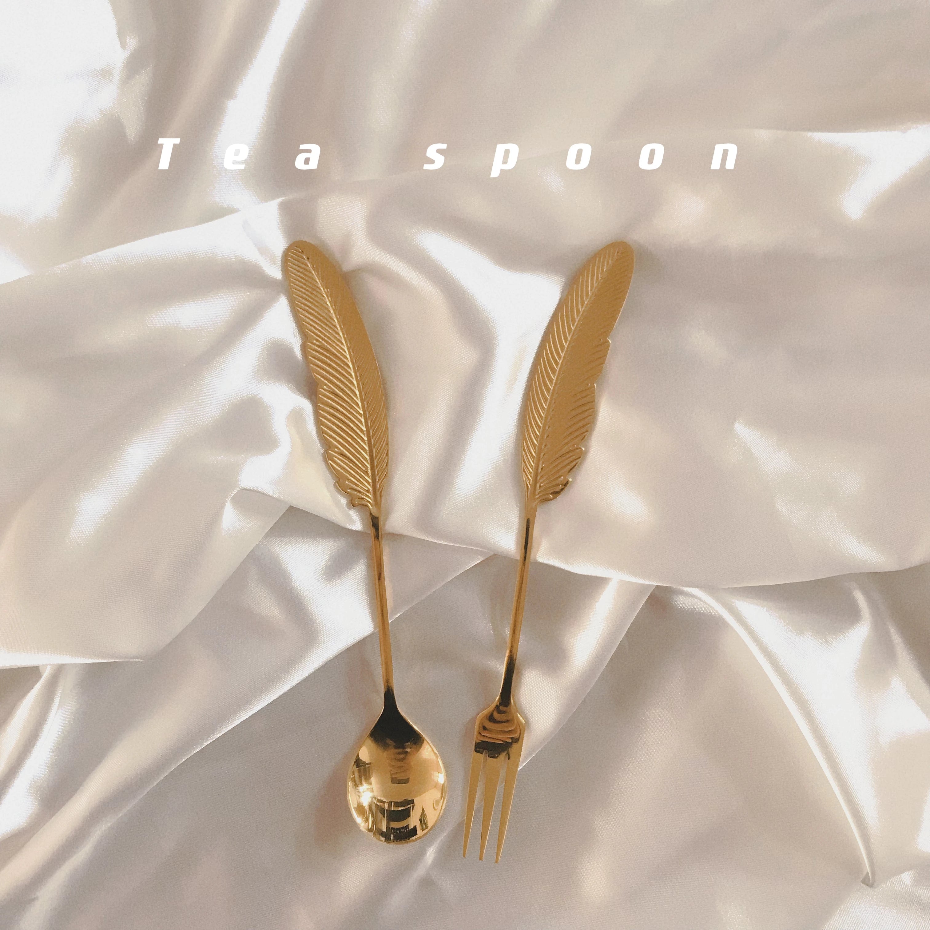 New Arrival Eco-Friendly Plume Spoon 304 Stainless Steel Tea Coffee Cake Dessert Fork Set for Party Use