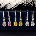 CAOSHI 3 Colors Oval Cut Drop Earrings Women Silver Plated Wedding Bridal CZ Gemstone Zircon Dangle Earrings