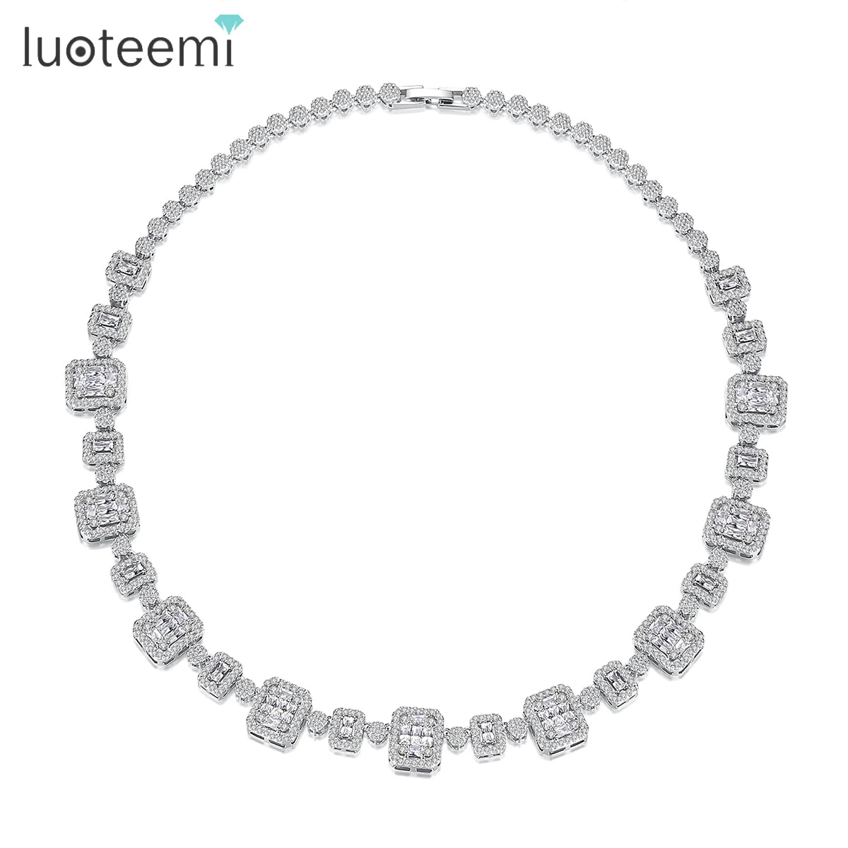LUOTEEMI Women Jewelry Set Wedding Accessories Big Drop Cubic Zirconia Womans Necklaces