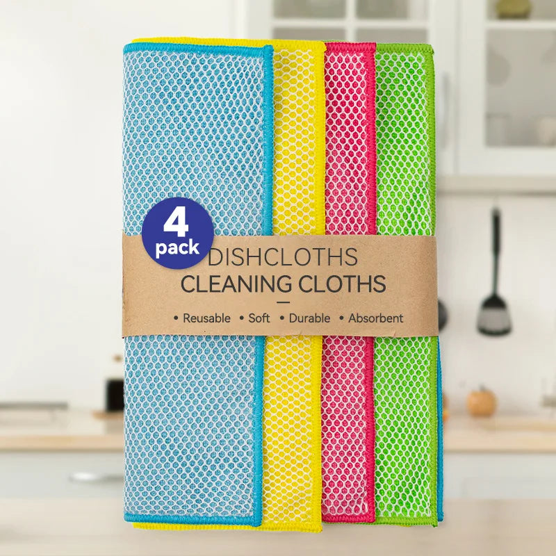 Microfiber Dish Towel Green Multi-Functional Household Cleaning Rag for Kitchen Use Made of Polyester