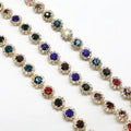 Fashionable Colorful Crystal Cup Base Trim with Chain and Rhinestone for Garment Accessories 10cm Shoes/Sandals