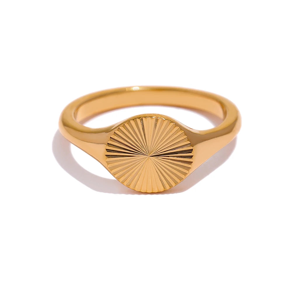 JINYOU 869 Waterproof Jewelry 18k Gold Plated Stainless Steel Geometric Metal Simple Ring for Women