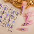 5D Metal Flowers Adhesive Nail Stickers PET Material Slider Animal Plant Nail Art Decoration Decals