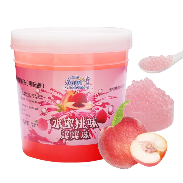 1.3kg New Fruit Flavor Popping Boba Pearls Peach Bursting Boba for Bubble Tea