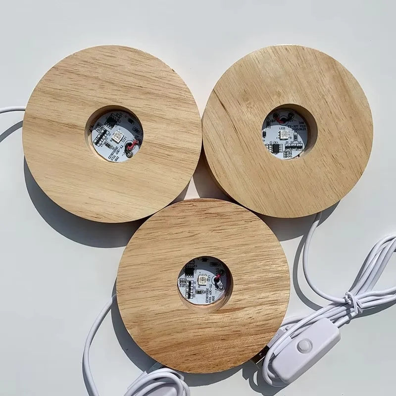 Wholesale 10 CM Usb Led Lamp Crystal Sphere Stand Light Wooden Base Wooden Led Crystal Sphere Stand