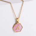 Stainless Steel Fashion Jewelry 26 A-Z Women Gifts Hexagon Charm Pendant Chocker Necklace English Letter