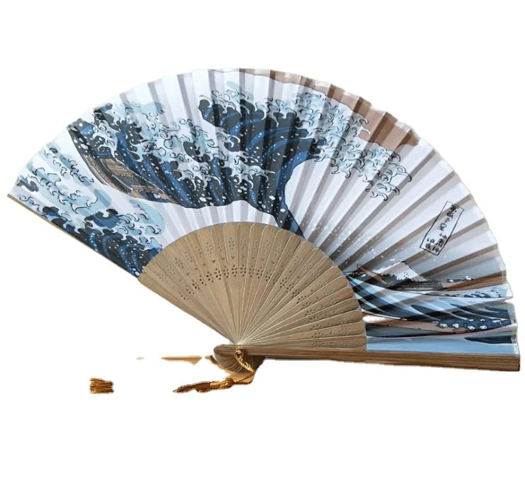 2025 Hot Sale Japanese Folk Art Fold Fan Promotional Business Gift Cheap Wholesale Bamboo Fan With Printing