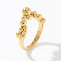 Cute Women Jewelry V Shape Beads 18k Gold Plated Stainless Steel Statement Ring for Women