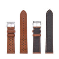 MZDTIMK Adjustable Breathable Perforated Genuine Leather Retro Pin Buckle Watch Band Strap Replacement Smartwatch 18mm 20mm 22mm