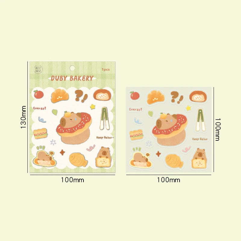Cute Cartoon Duby Bakery Epoxy Stickers Sheet for Book Bottle Decor Transparent Epoxy DIY Sticker