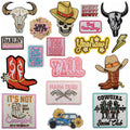 New Eco-Friendly PVC Fabric Embroidered Iron on Skull Patch with Fresh Color Howdy Cowboy Design for Clothing Hat Bag Decoration