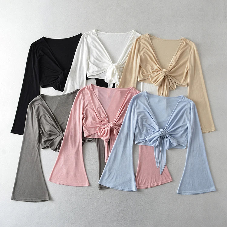 Flare Sleeve Sunscreen Bikini Cover Ups Summer New Cardigan Long Sleeve Bikini Cover Ups