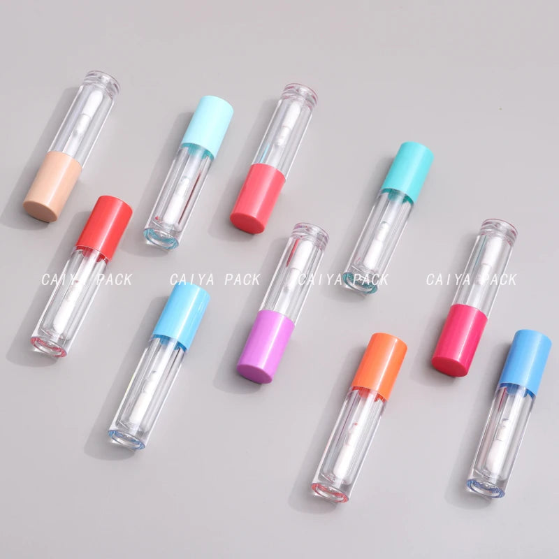 CAIYA Round Logo Printing 5ml Pink Clear Fat Wand Lip Gloss Packaging Empty Big Brush Lip Gloss Tubes Liquid Lipstick Container