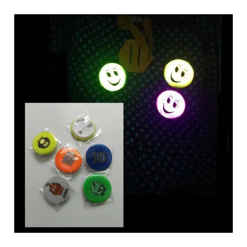 Custom Brand Funny Printed 35mm 58mm Round Shape Blank Lapel Hi Viz Reflective Decorative Pin Plastic Button Chest Name Badges