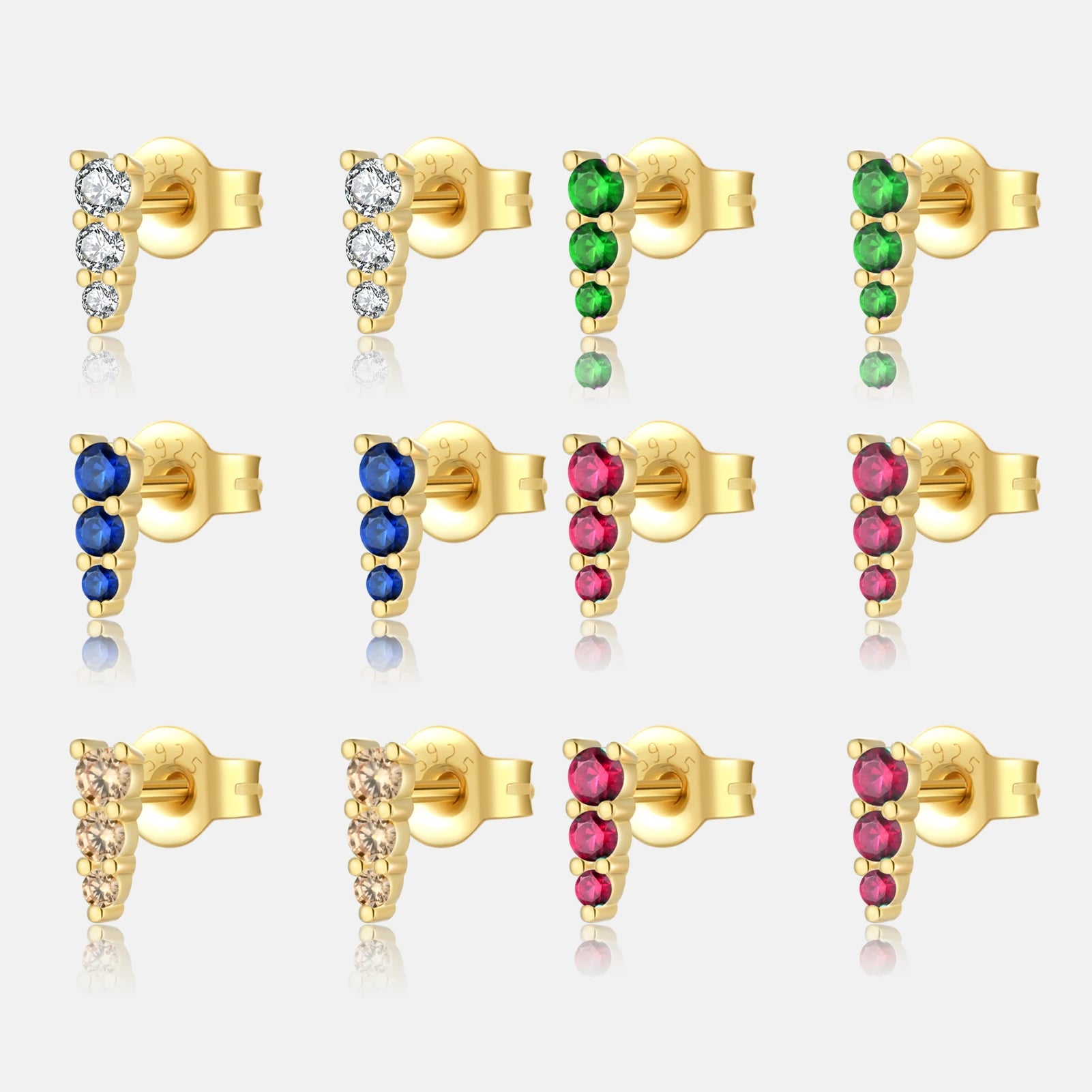 FUAMAY Trendy 18K Gold Plated 925 Sterling Silver Zircon Stud Earrings-Wedding Anniversary Party & Gift