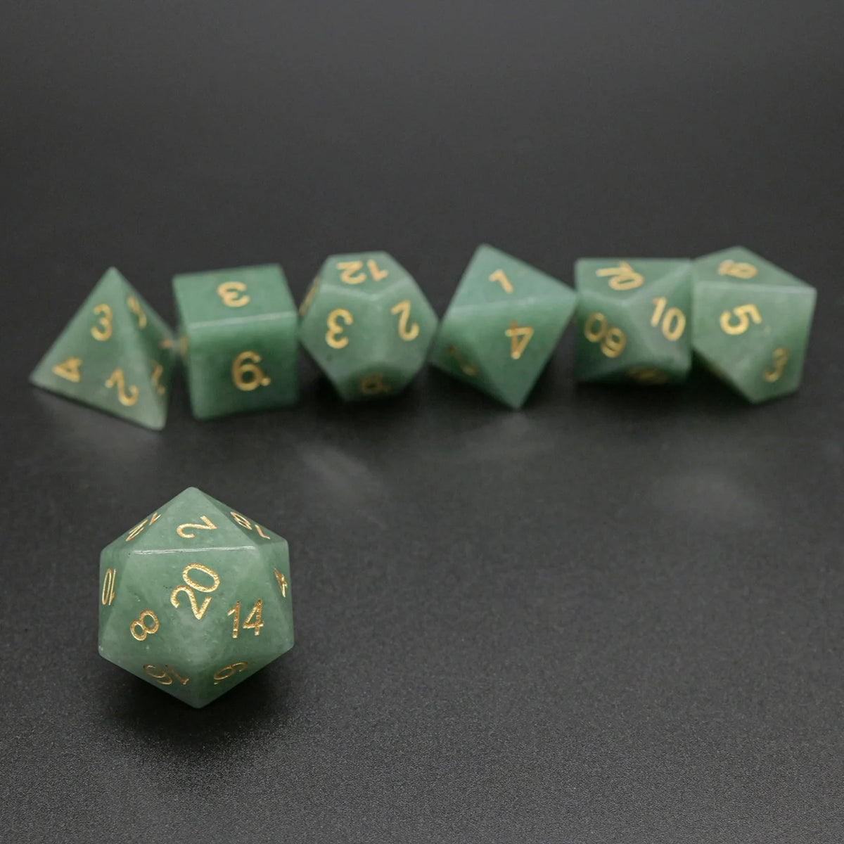 Natural Aventurine Gemstone Polyhedral Dnd Dice Red Green Role Playing Dice Set