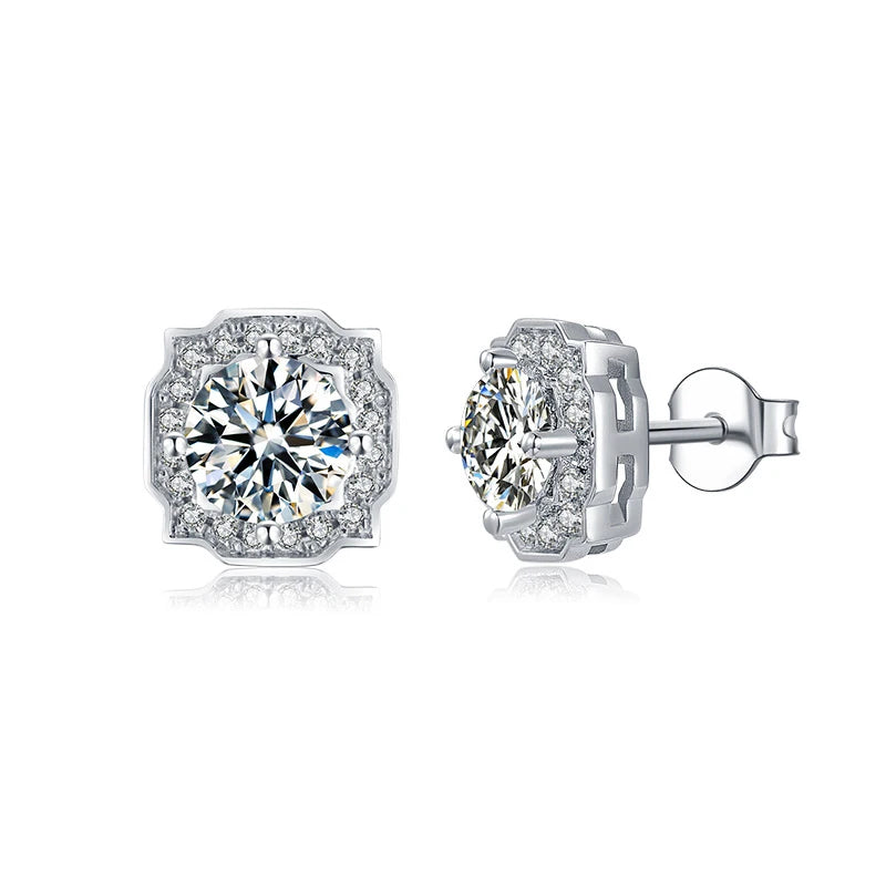 Abiding Jewelry Custom Jewellery Wholesale Custom Size Moissanite Diamond Stone Earrings 925 Sterling Silver Jewellery
