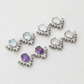 MS223 Princess Crown 925 Sterling Silver Natural Moonstone Earring Engagement Earrings